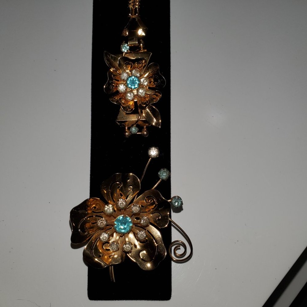 TRUE VINTAGE CORO SET BRACELET AND PIN - Picture 5 of 5